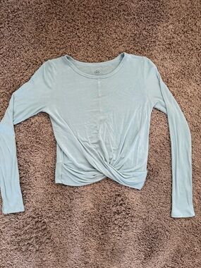ALO Yoga Pale Blue Twist-Front Long Sleeve Top